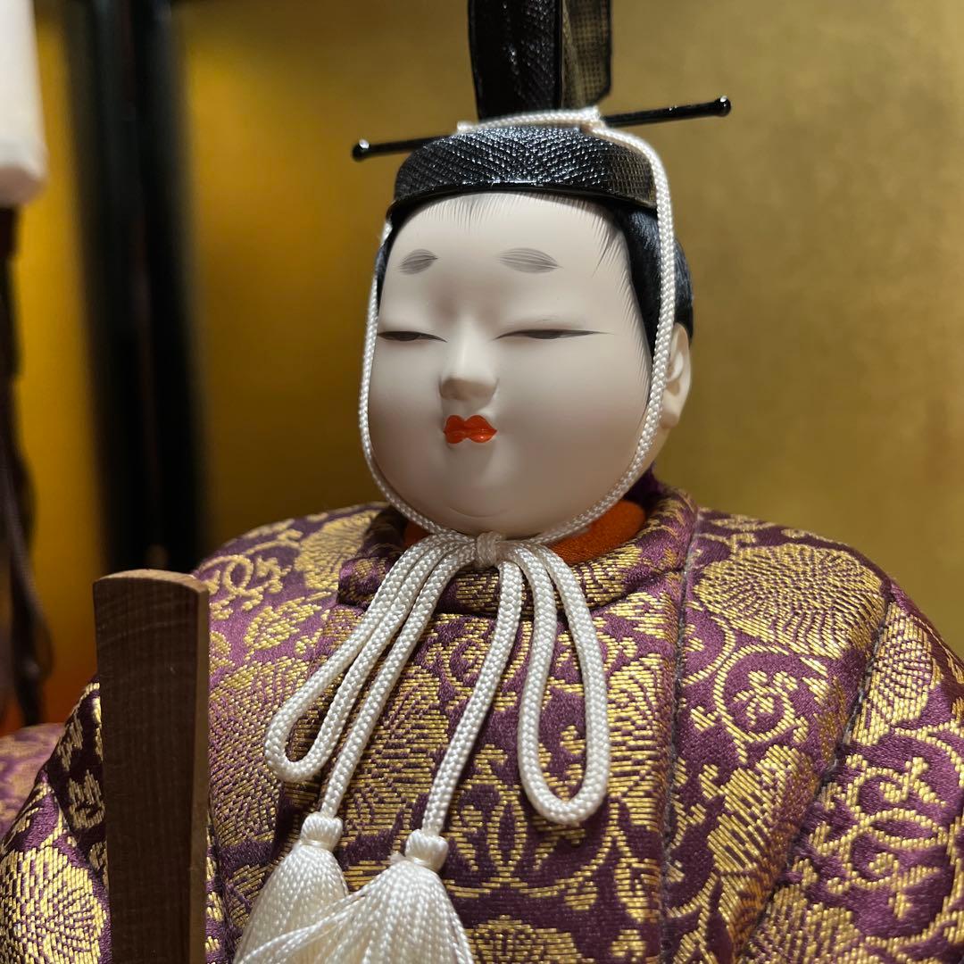 東玉工房　伝統工芸師、鈴木賢一　 江戸木目込￼雛人形　西陣織