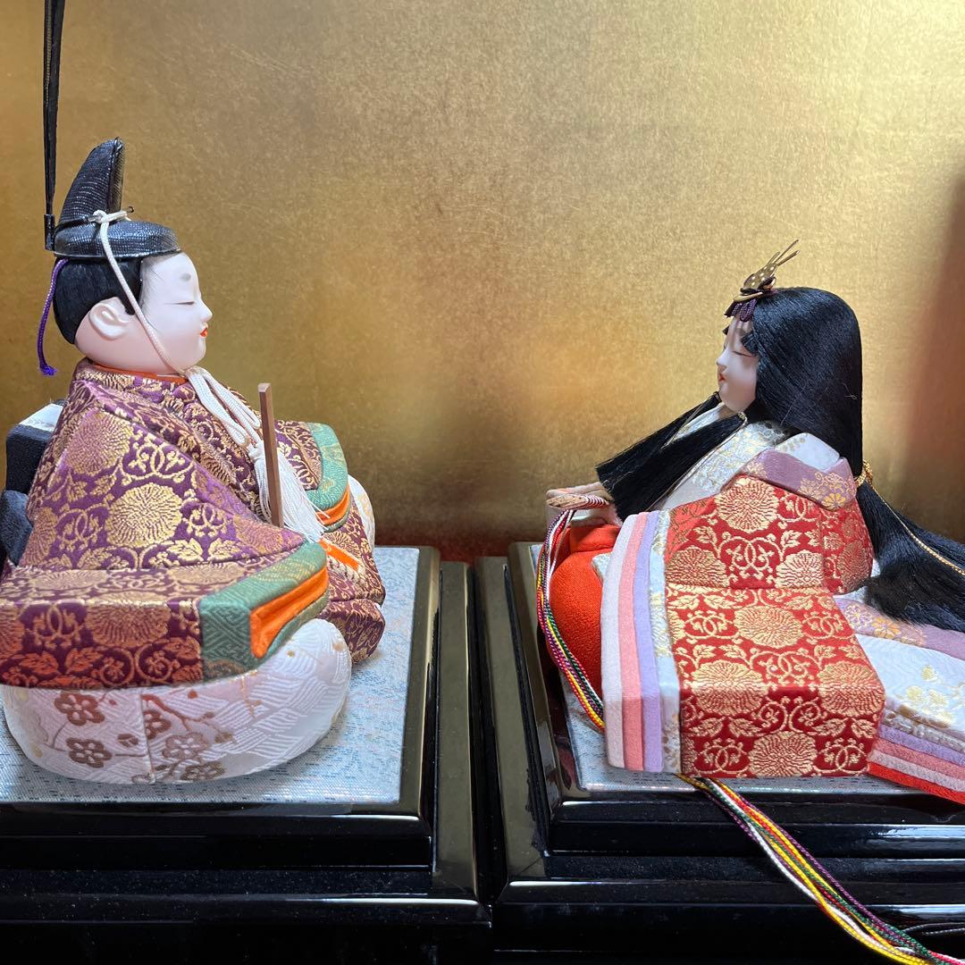 東玉工房　伝統工芸師、鈴木賢一　 江戸木目込￼雛人形　西陣織