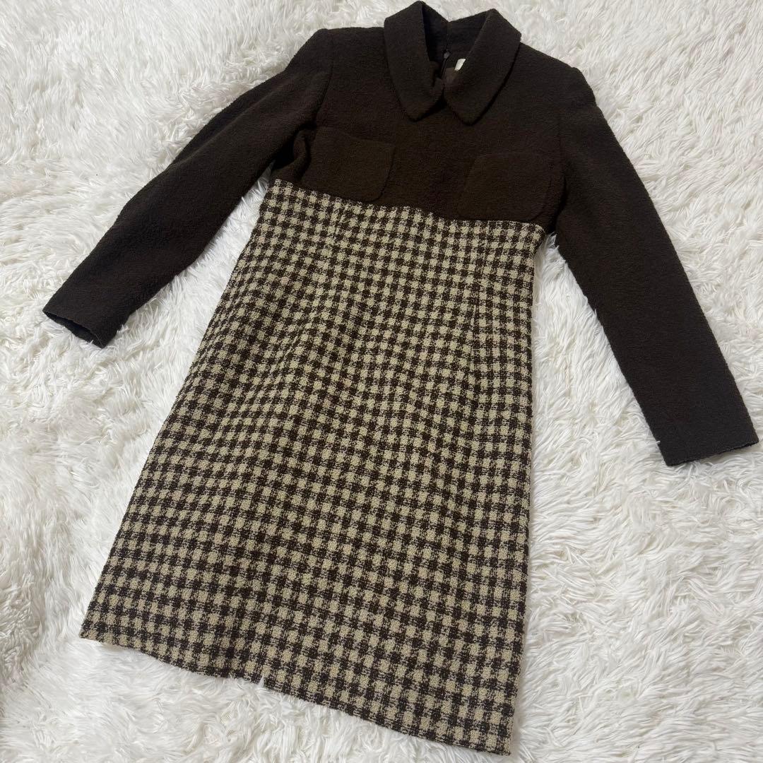 【極美品/希少】Chloe クロエ ウール混 ギンガムチェック ワンピース 40