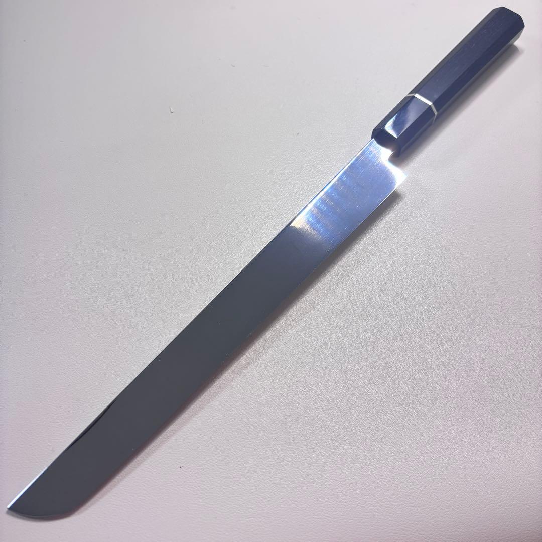 270mm先丸柳刃包丁 鏡面　黒檀黒水牛銀巻八角柄 刺身包丁 全鋼「鞘付き」