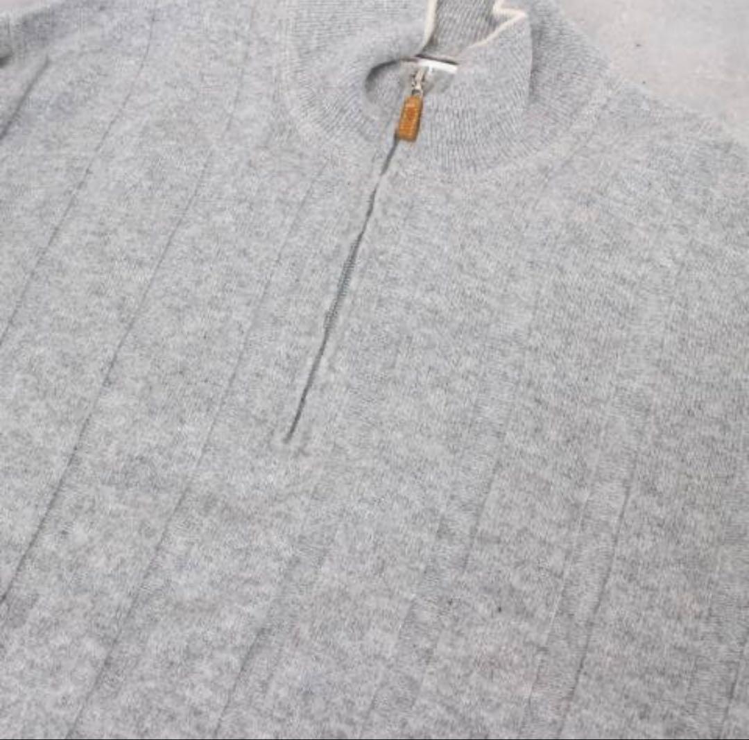 ◇BRUNELLO CUCINELLI グレー 薄手ハーフジップニット カシミヤ