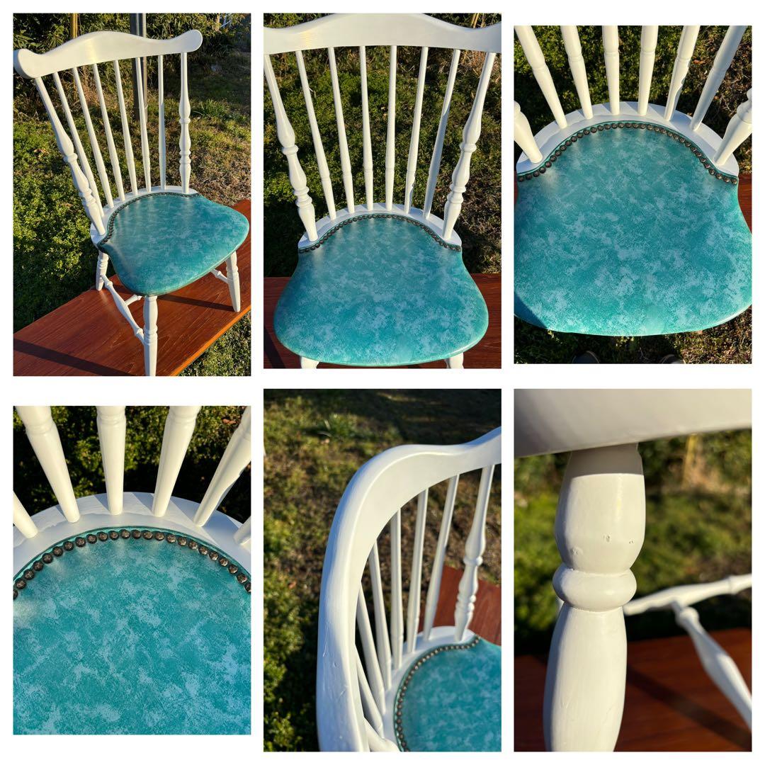 飛騨家具　WINDS太平 白いダイニングチェア② ウィンザーチェア　鋲打ち