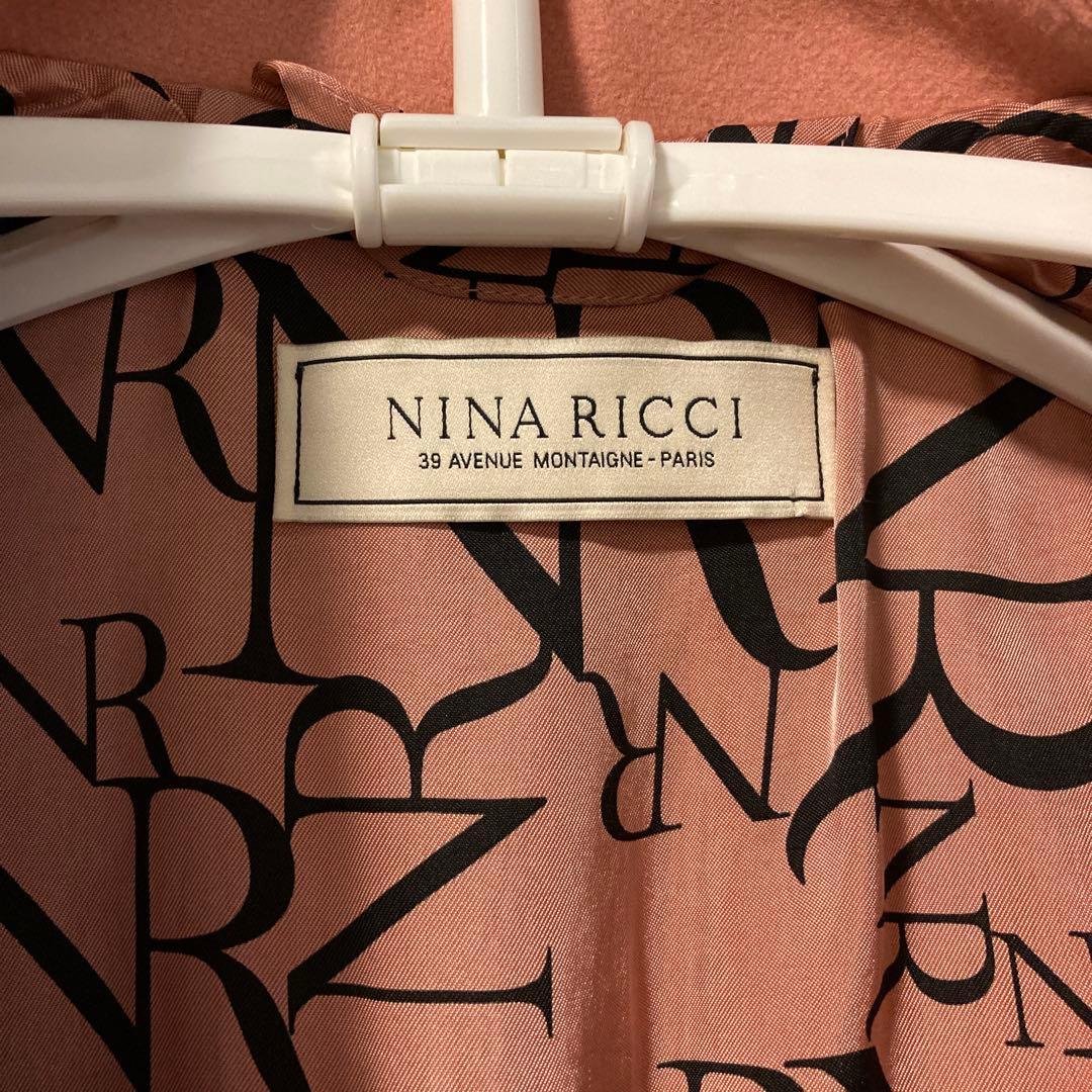 NINA RICCI ウール ダブルコート　ピンク　ロゴ裏地