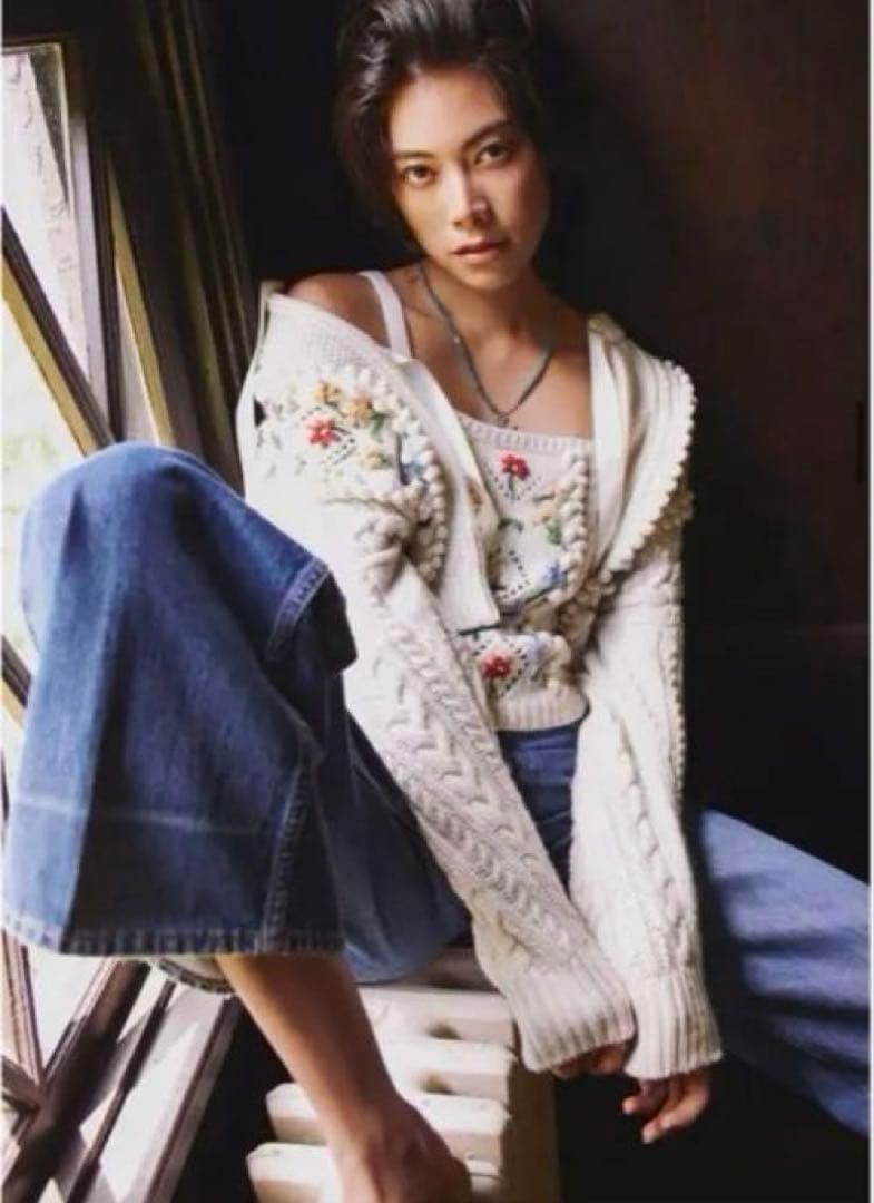 新品タグ付き♡ラルフローレン♡刺繍　リボン　ケーブル ウールブレンドカーディ