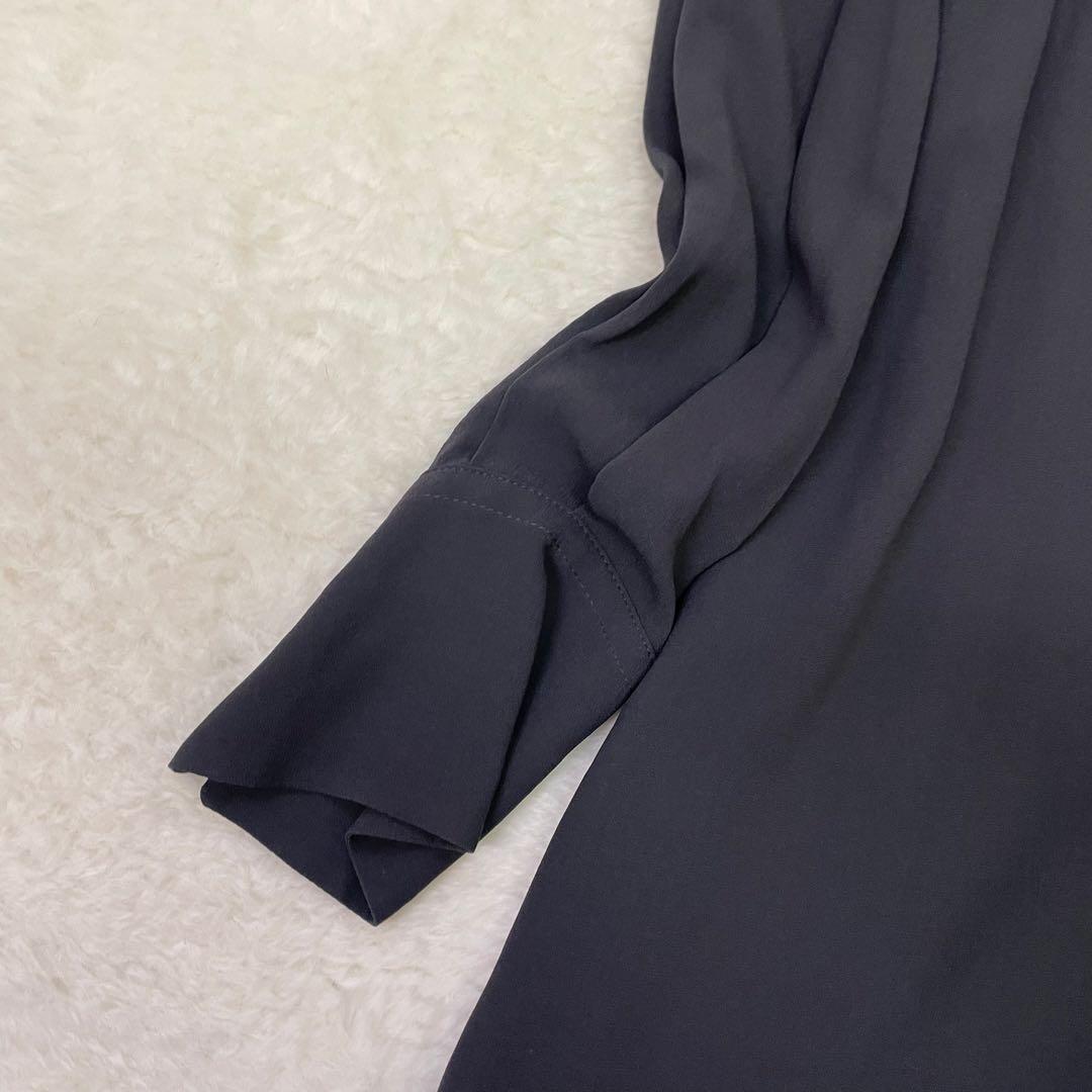 美品　BRUNELLO CUCINELLI ダークグレー 長袖ワンピース　シルク