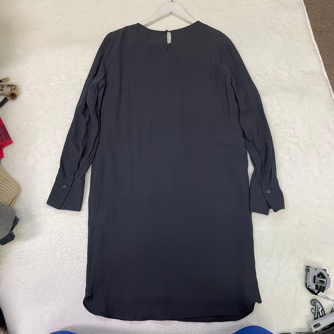 美品　BRUNELLO CUCINELLI ダークグレー 長袖ワンピース　シルク