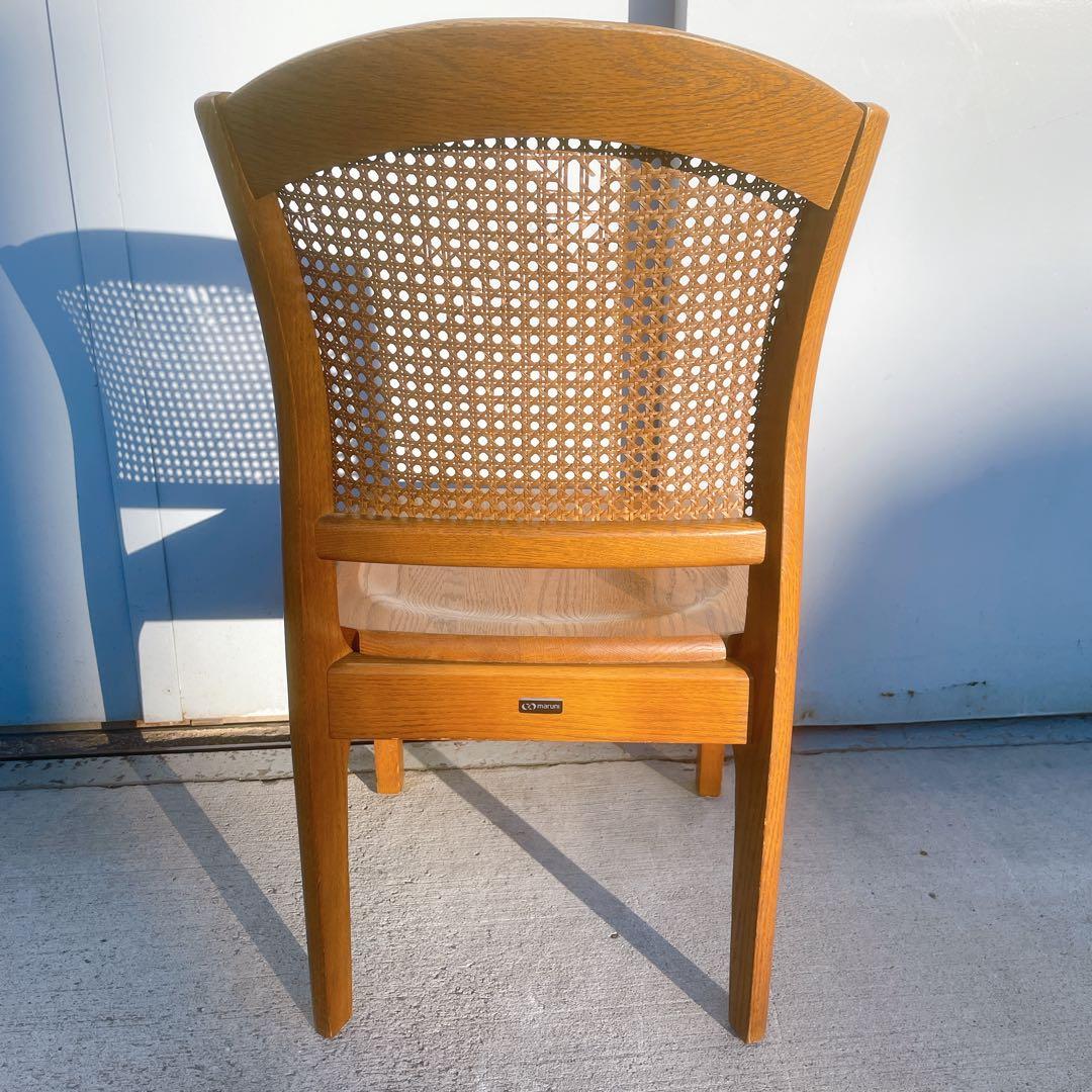 【希少②】マルニ maruni 木製ダイニングチェア ラタン 籐 旧ロゴ 椅子