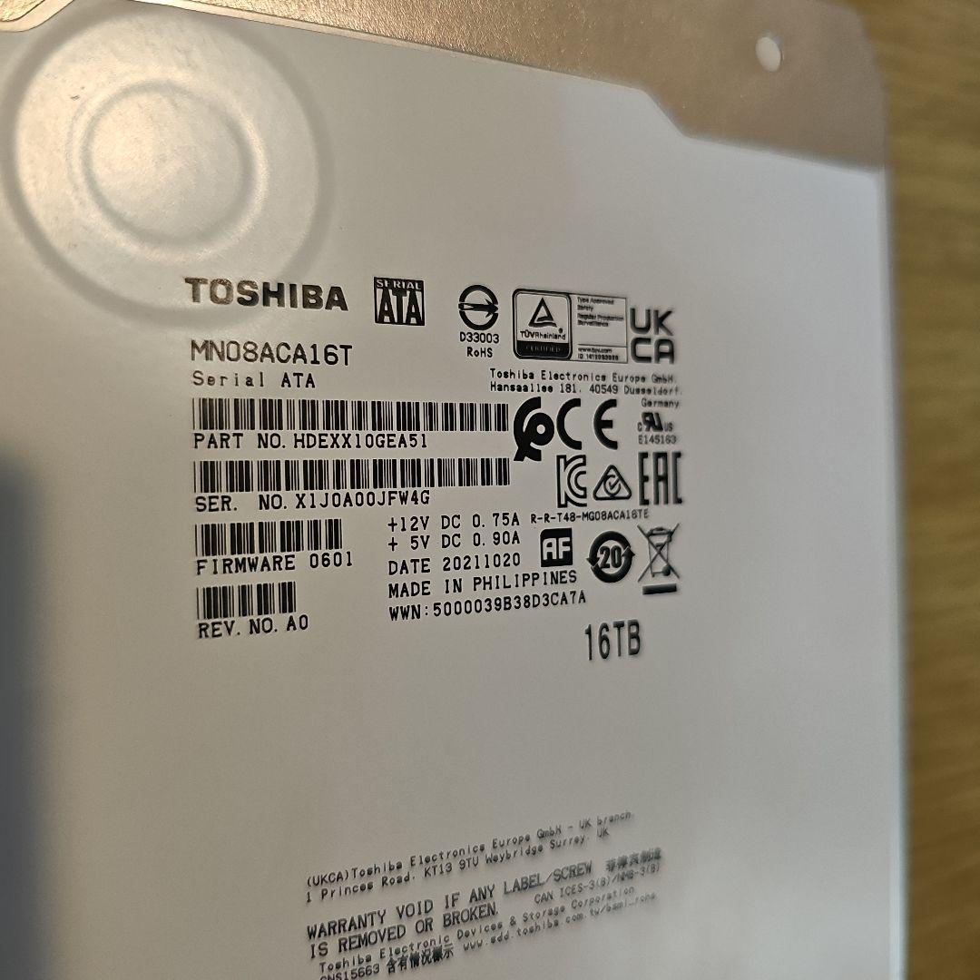 東芝 3.5インチ内蔵HDD 16TB (MN08ACA16T)