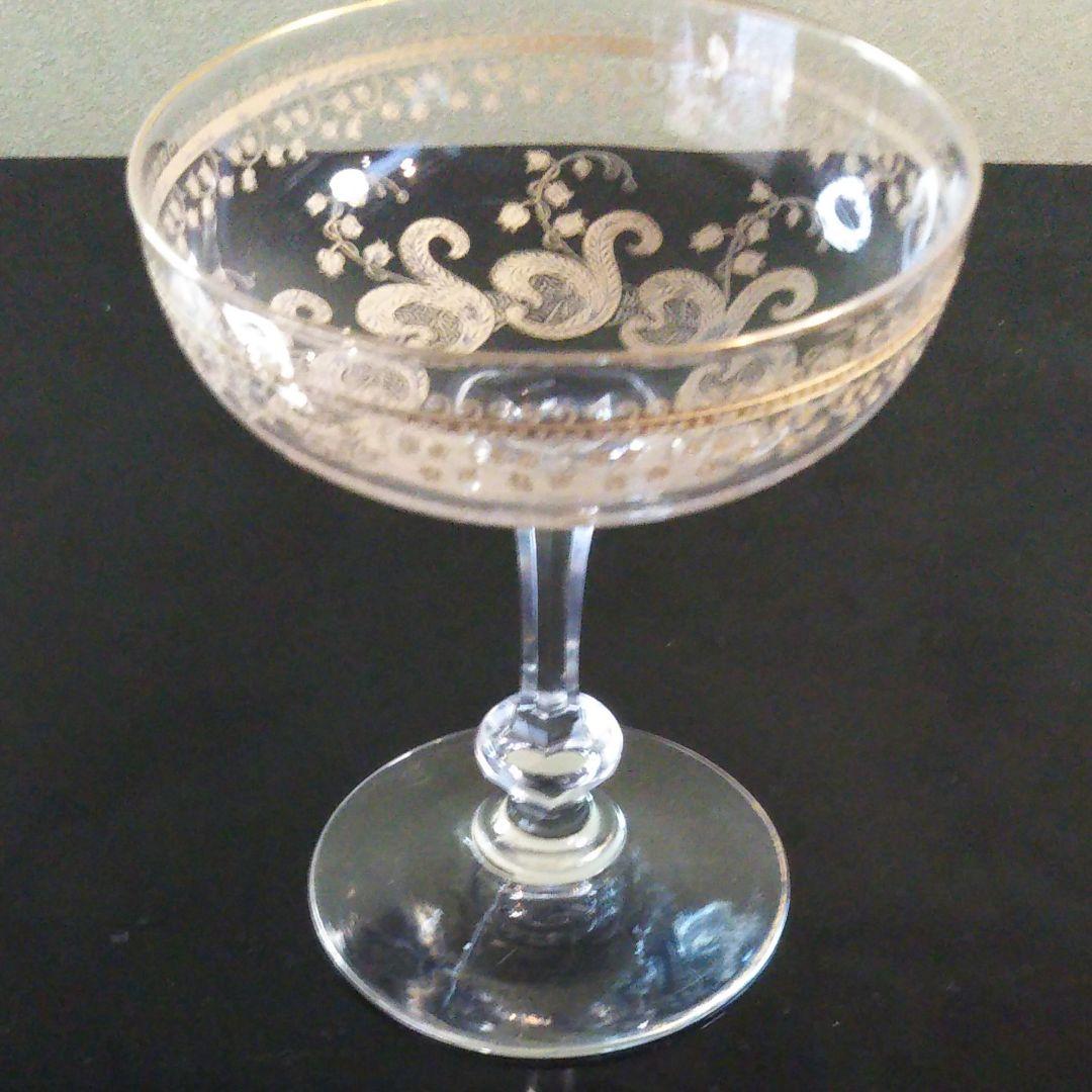 オールドBaccarat金彩シャンパングラスのペアセット