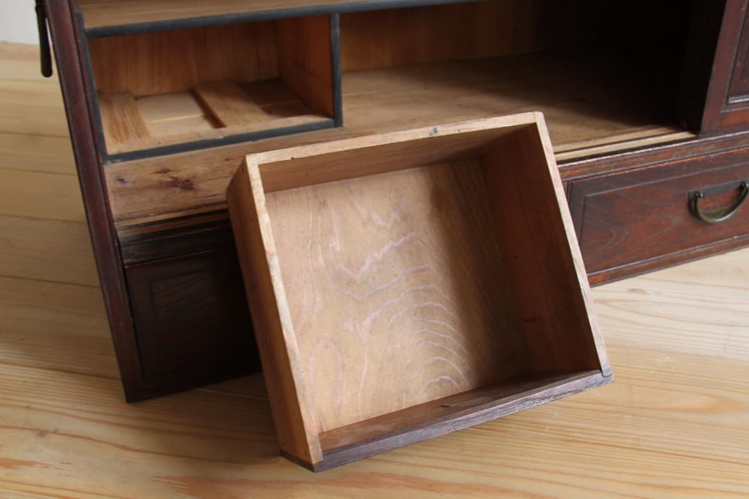 収納棚　本棚　引戸　引き出し　古道具　古家具　ビンテージ　アンティーク　レトロ