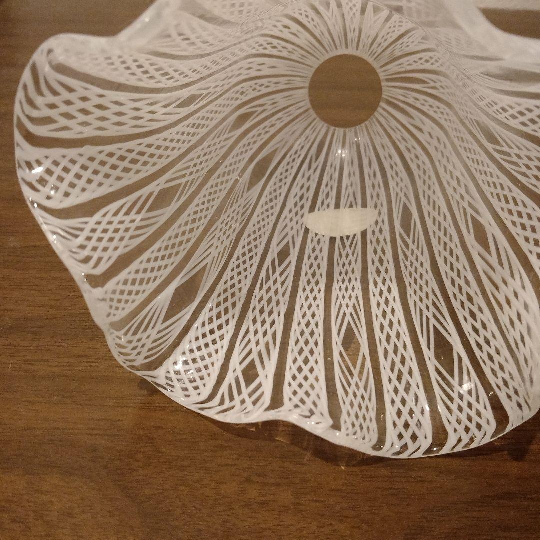 ベネチアンガラス　ムラノ　MURANO　ランプシェード　白　レース　インテリア
