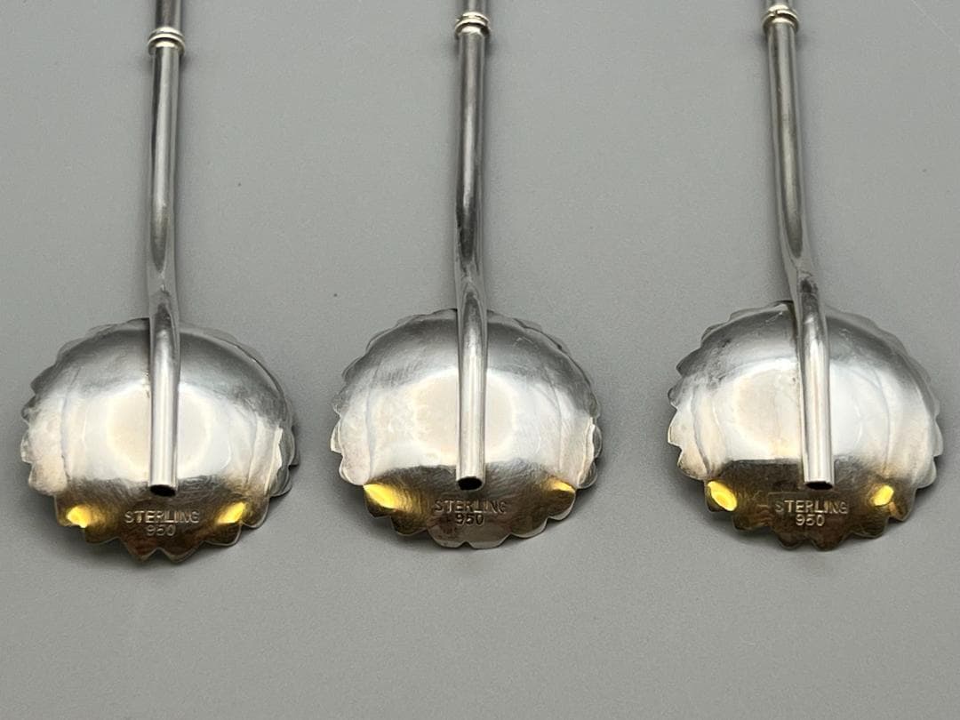 銀製 STERLING 950 湯豆腐スプーンとストロー スプーン 8点セット