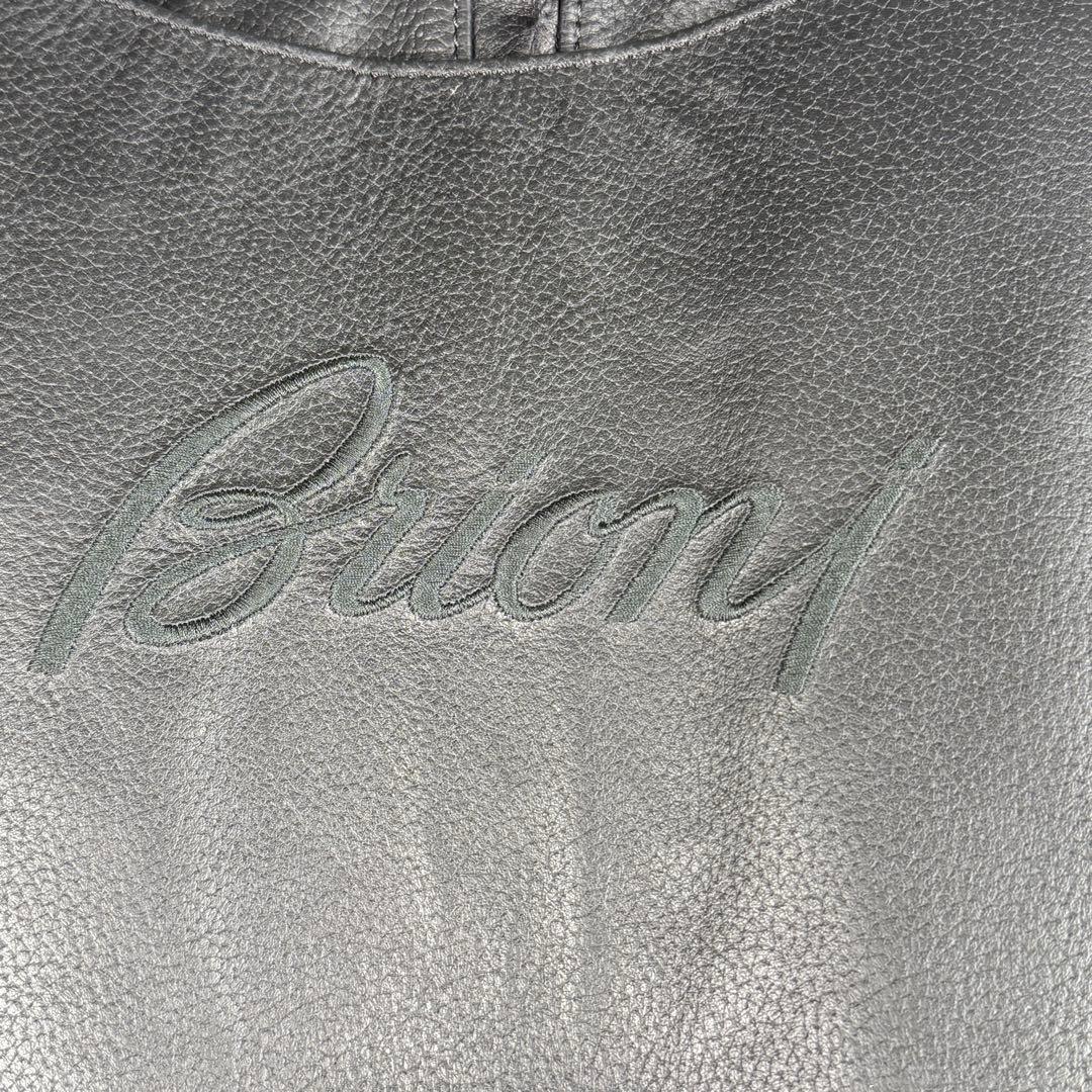 【希少】Brioni ブリオーニ ガーメントバッグ レザー ロゴ 刺繍 ブラック