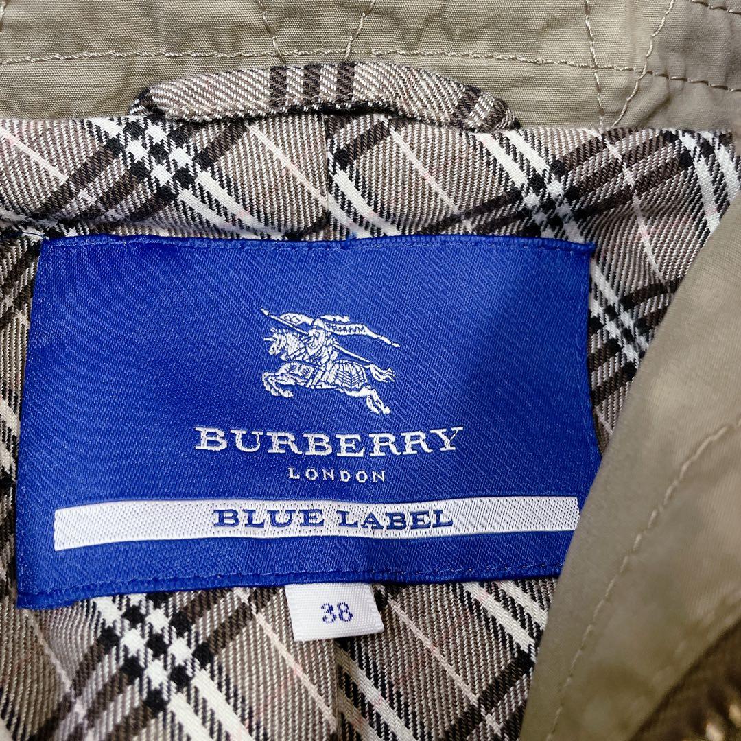 美品　バーバリーブルーレーベル　ミリタリーモッズコート　ノバチェック　ホース刺繍