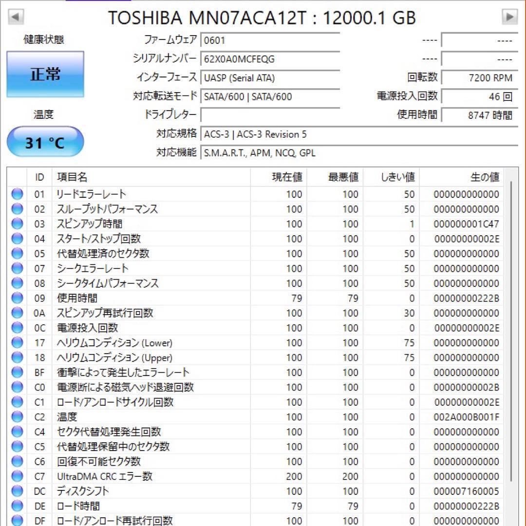 TOSHIBA MNシリーズ 12TB NAS向け