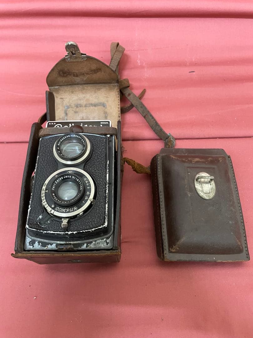 未動確品 昭和レトロRolleicordローライコード二眼レフカメラ革カバー付き