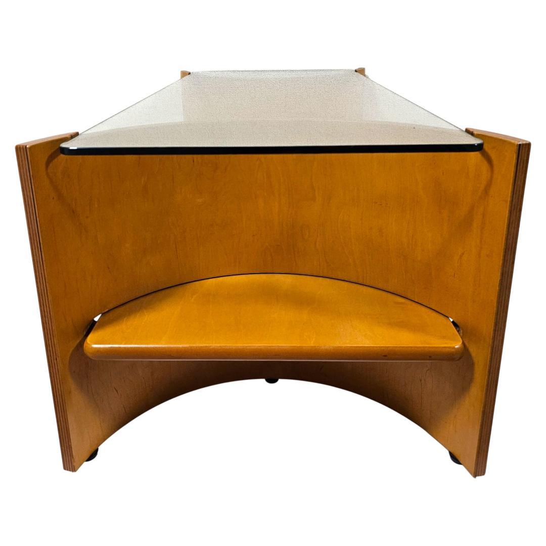 北欧レトロ 曲木プライウッド×ガラス天板 センターテーブル ヴィンテージ