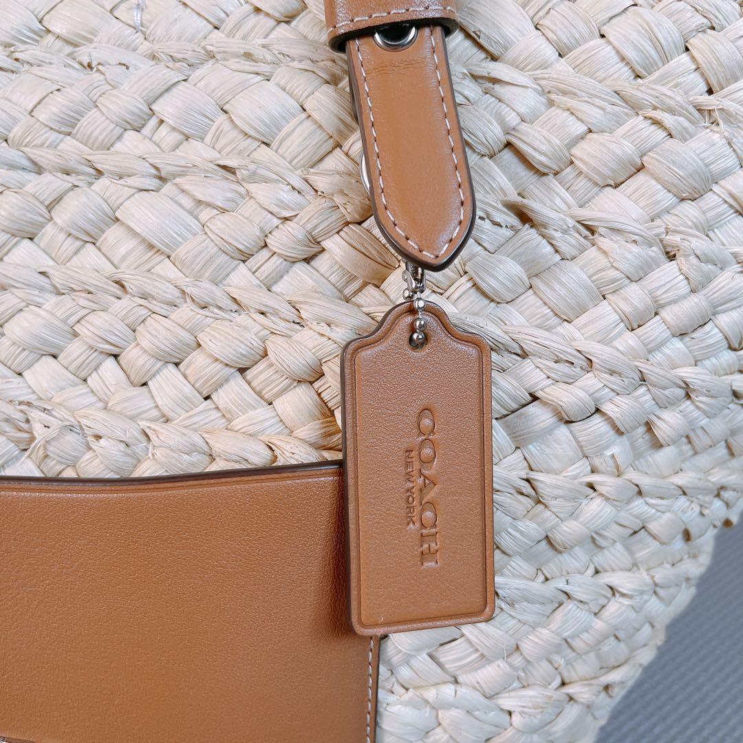 最終値下げ COACH カゴバッグ トートバッグ ラージストロートートナチュラル