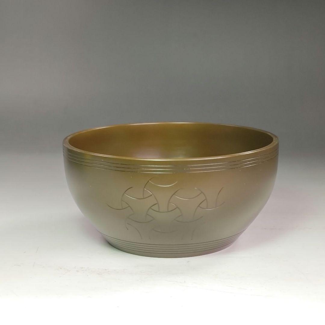 イ983 健水『唐銅風炉師　一ノ瀬宗也』『唐銅　コマツナギ彫　健水　共箱』茶道具