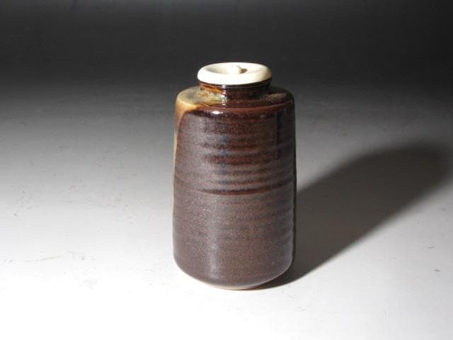 ★　膳所焼　肩衝茶入　牙蓋　表千家　十三代　即中斎の花押がございます★x626