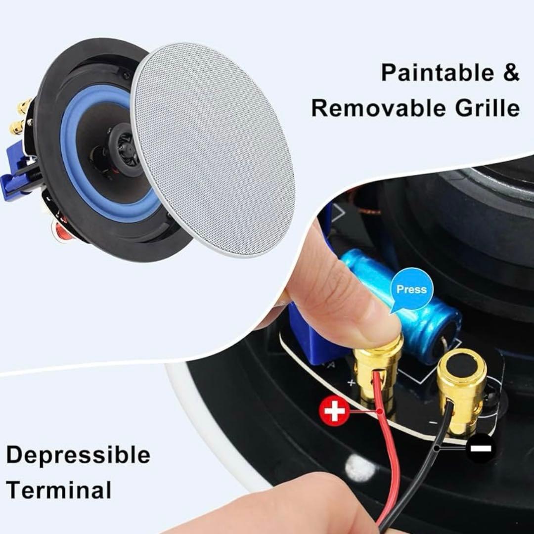 ブルートゥース 4インチ2ウェイ天井取付型スピーカー 天井 埋め込み 天井埋込型