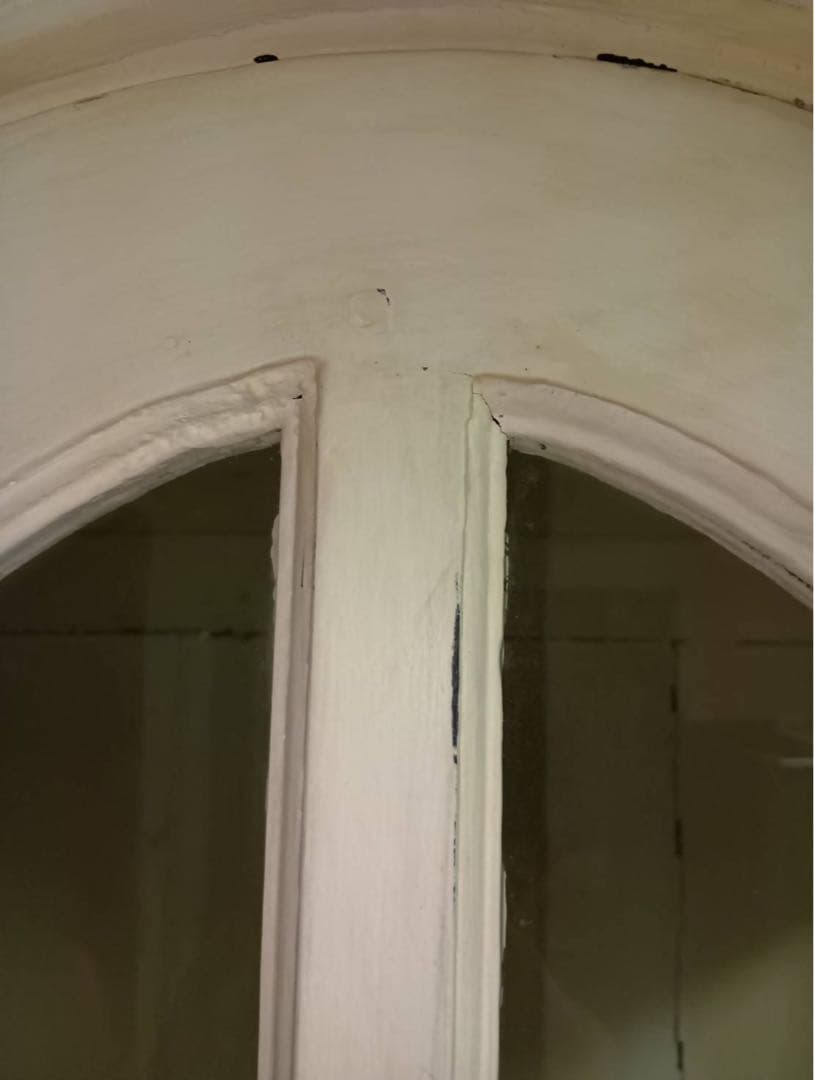 アンティーク ホワイト木製 キャビネット 大型 食器棚 ショーケース