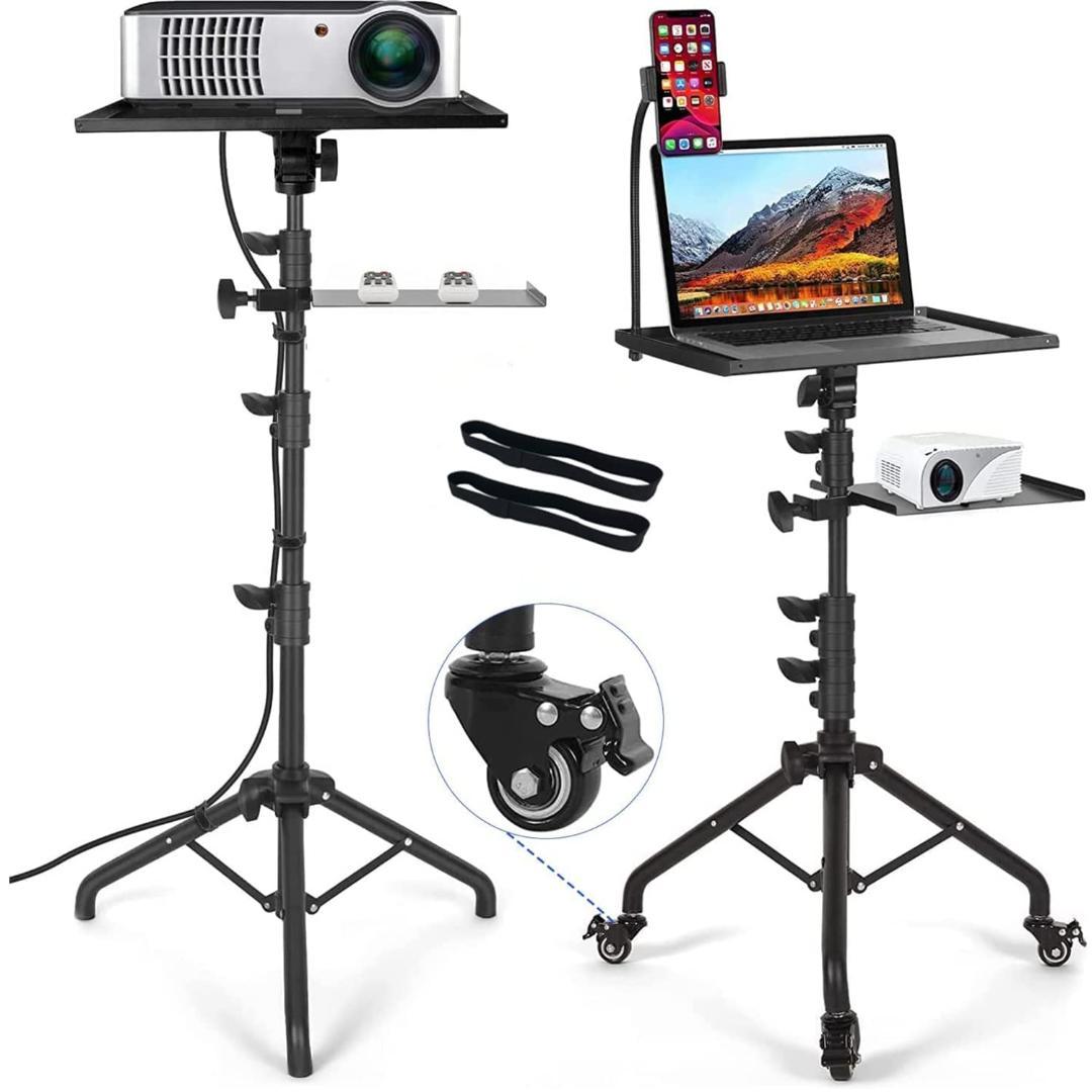 ☆プロジェクタースタンド 三脚式 キャスター付 3段階 高さ調整機能 180°