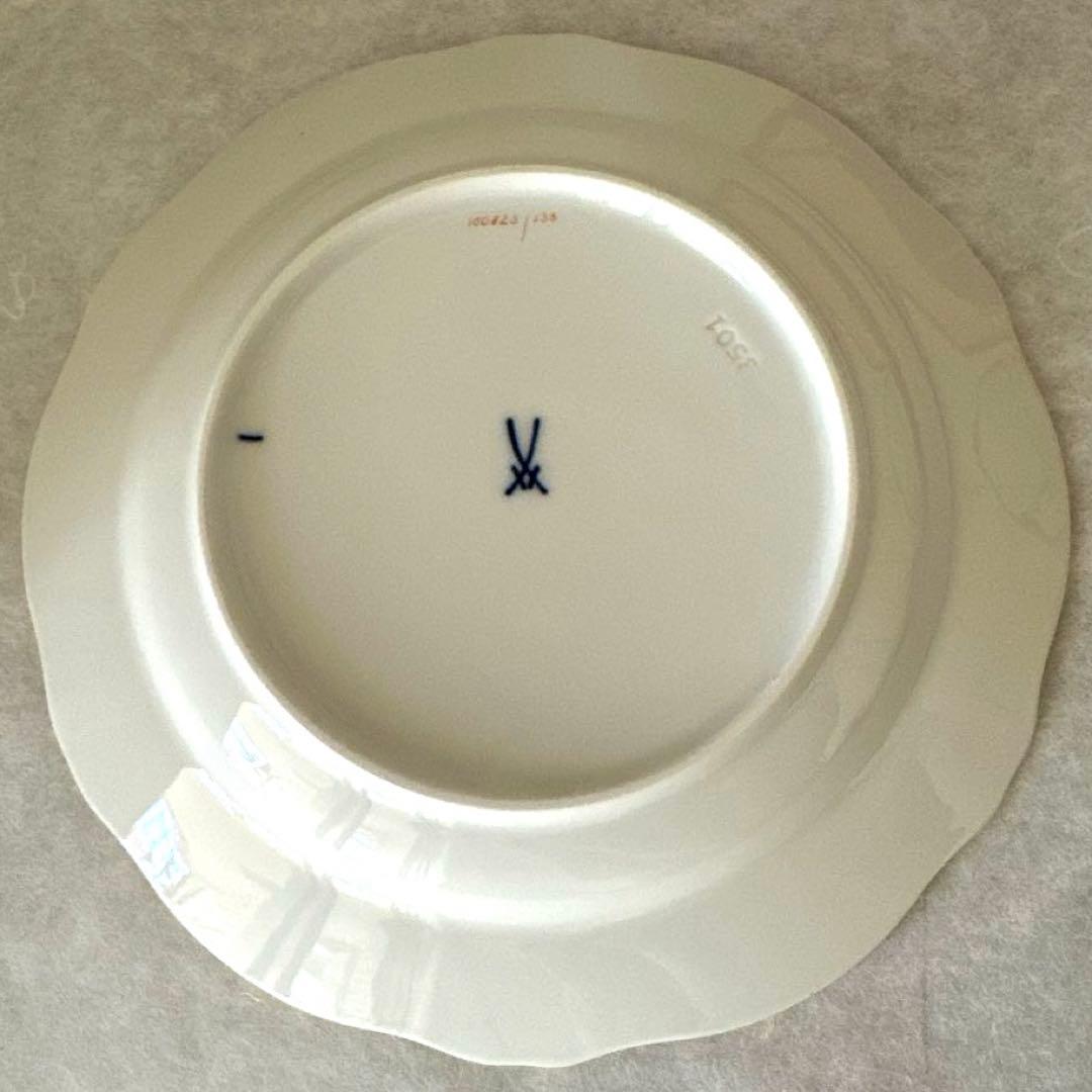 マイセン 18.5cmプレート　ワトーの花 グリーンブーケ 6枚セット