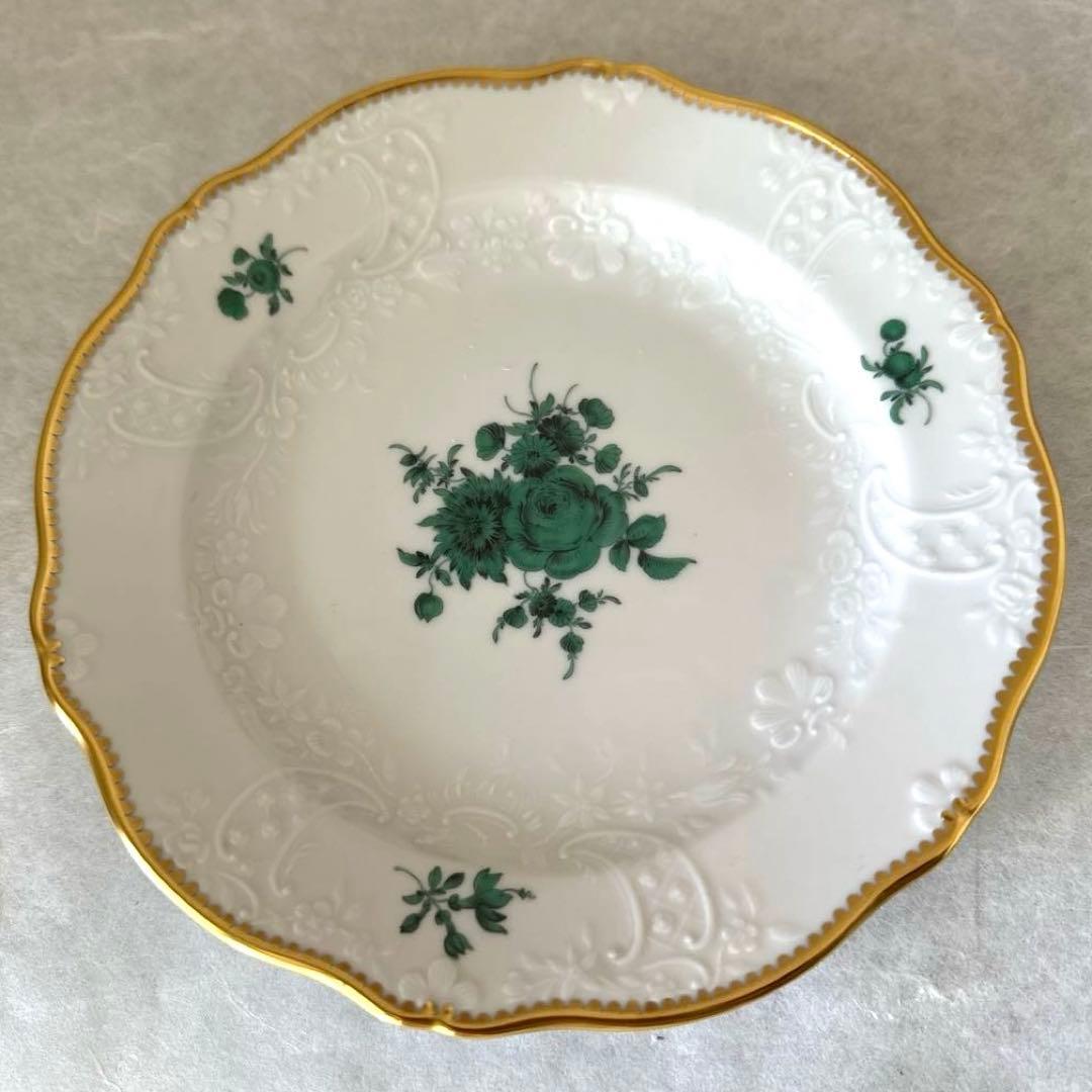 マイセン 18.5cmプレート　ワトーの花 グリーンブーケ 6枚セット