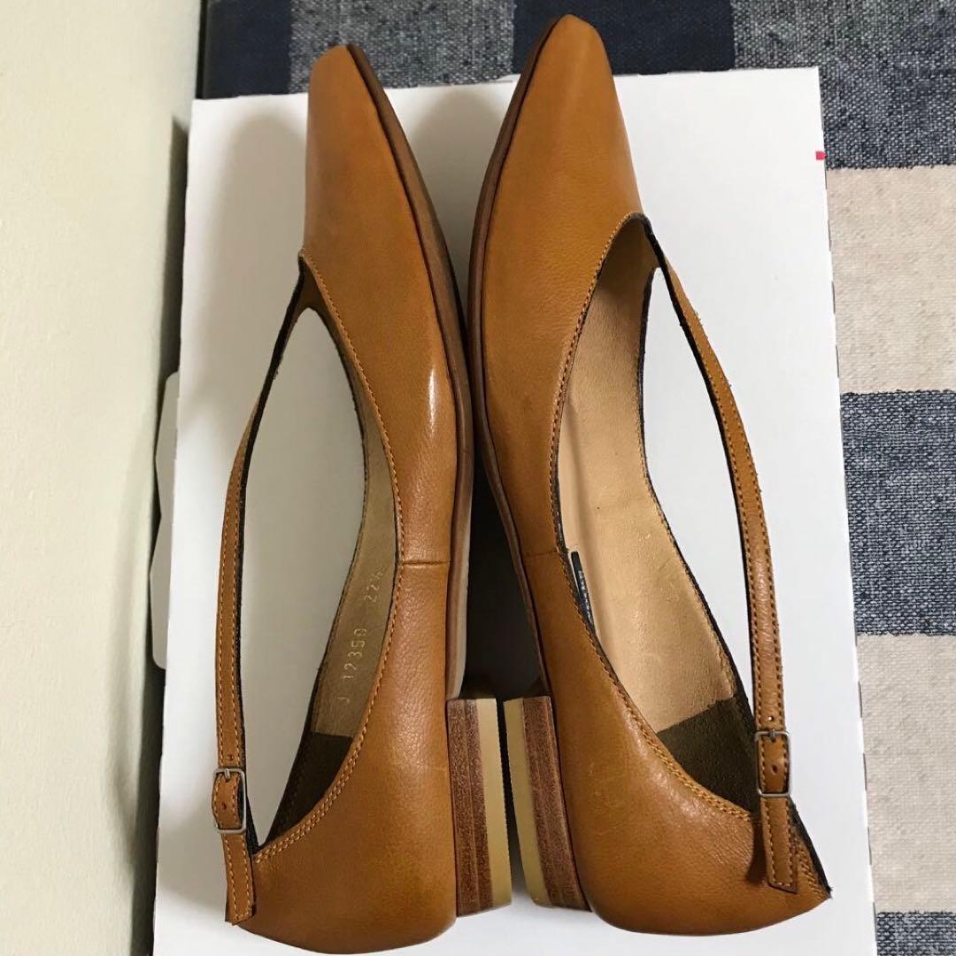 ラボキゴシワークス　ポインテッドトゥシューズ　キャメル