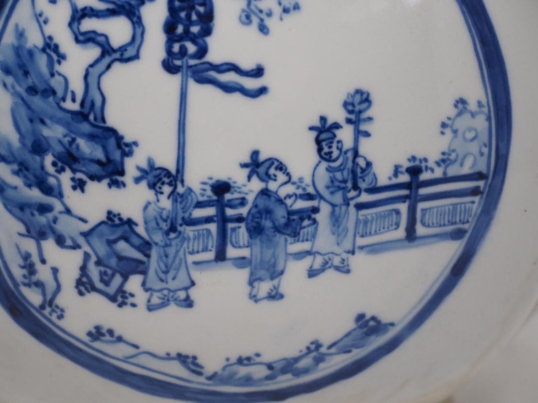 染付唐子文様　花瓶　安南焼　乾隆年製　中国　-SO