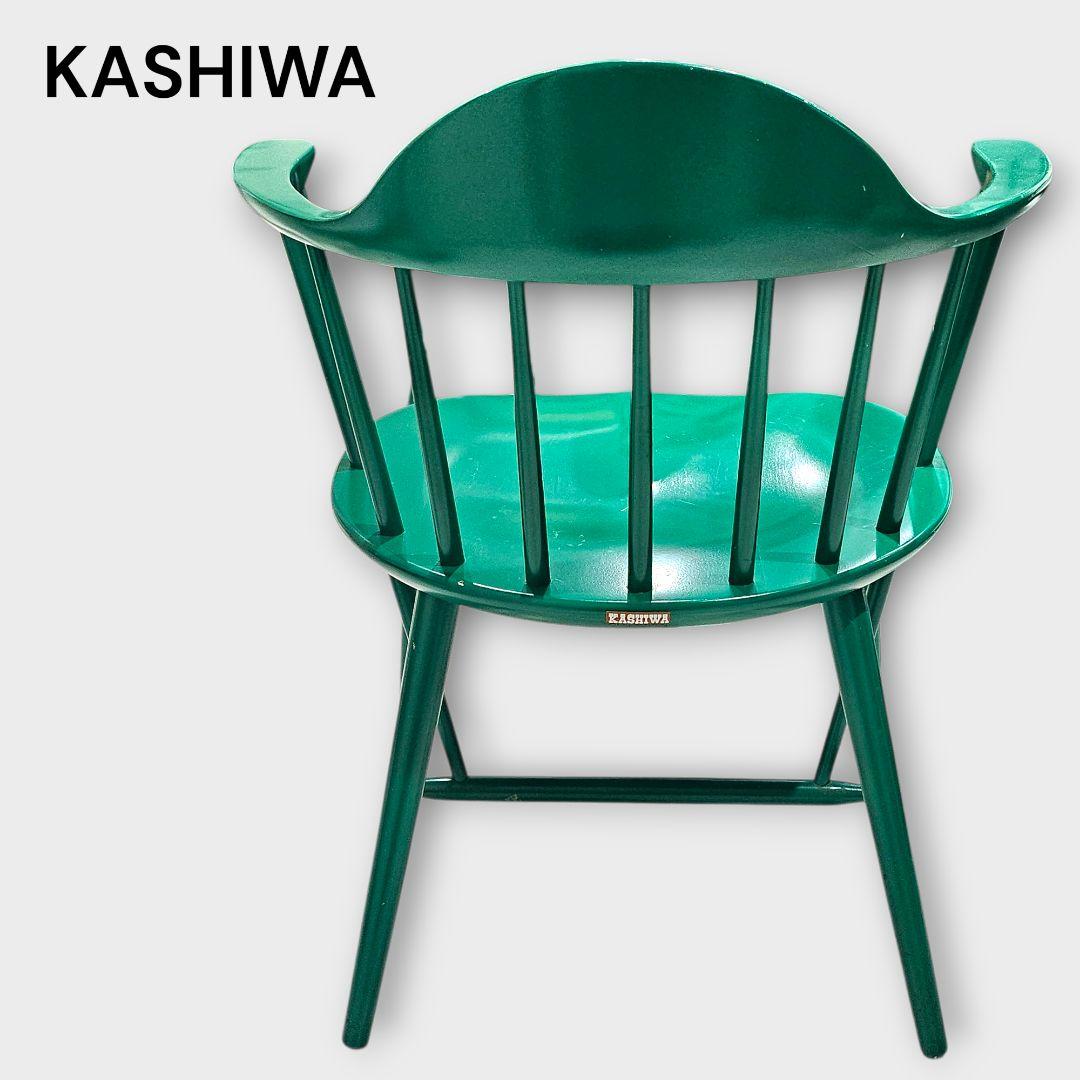 【希少品】柏木工 カシワ ダイニングチェア アームチェア グリーン ②
