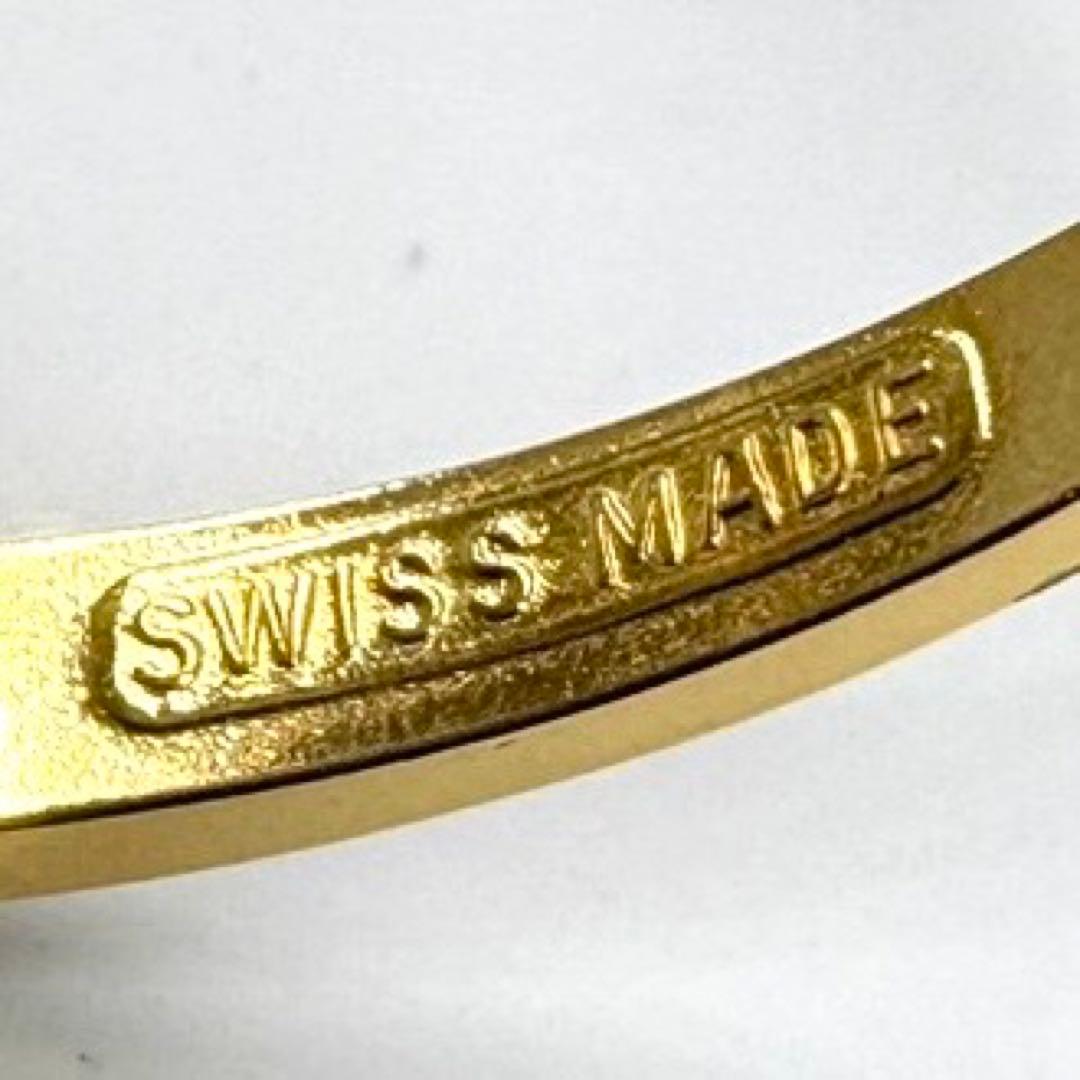 稼働品☆アンドレムッシュ バングルウォッチ クォーツ腕時計 スイス製 ネイビー