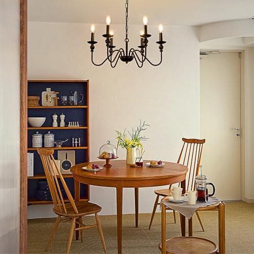 シャンデリア おしゃれ ブラック 6灯 LED対応 E12 ペンダントライト a