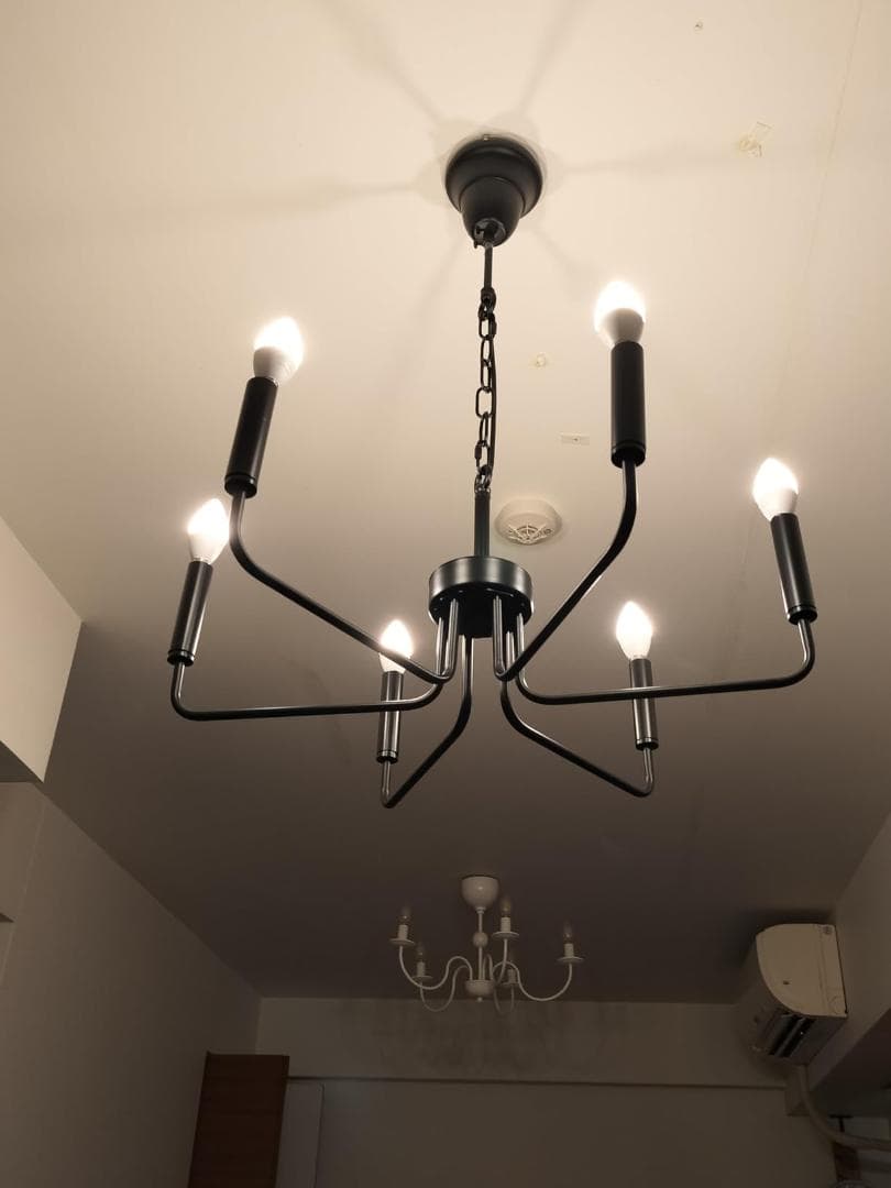 シャンデリア おしゃれ ブラック 6灯 LED対応 E12 ペンダントライト a