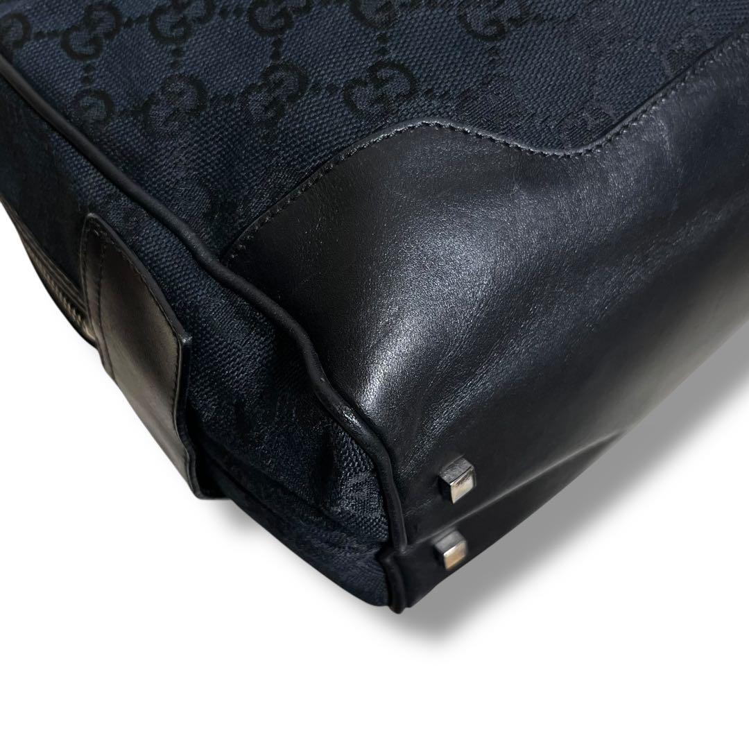 Gucci 黒 キャンバス レザー ハンドバッグ