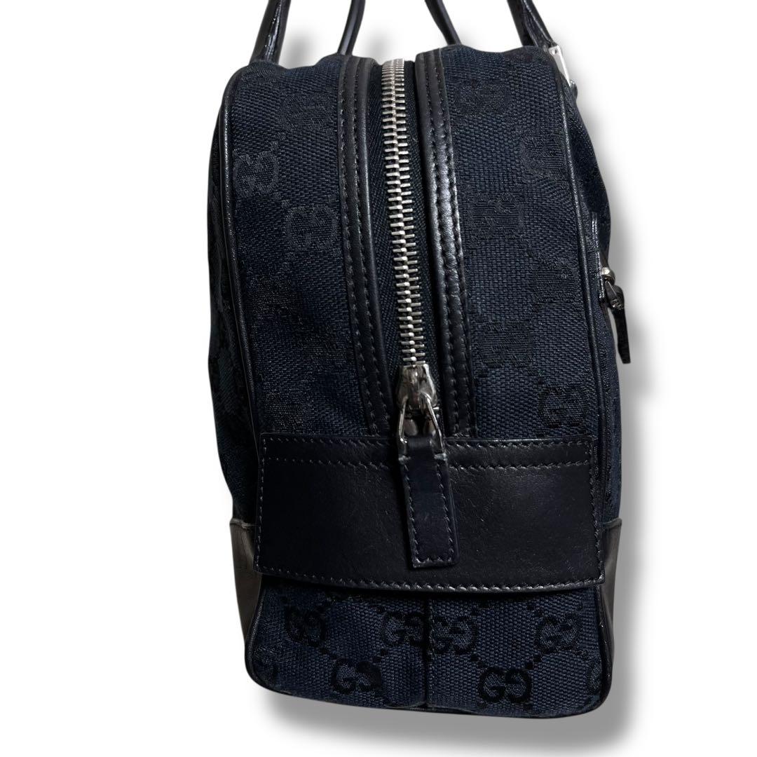 Gucci 黒 キャンバス レザー ハンドバッグ