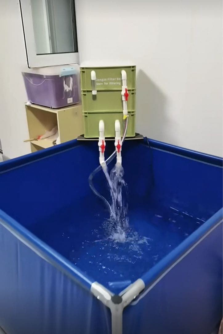 水中ポンプ2種以上ろ材2段付き　水槽池ろ過フィルター　オーバーフロー濾過器装置