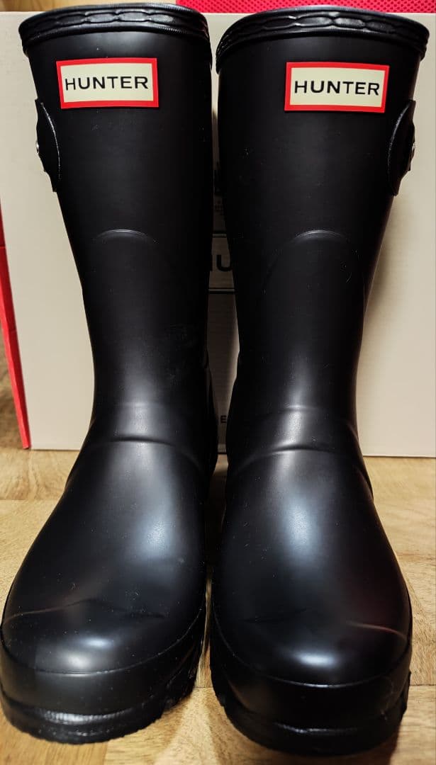 【新品未使用】HUNTER ブラック 長靴 バックル付き 24cm