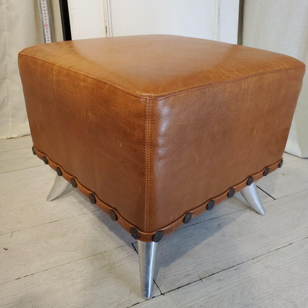 ヴィンテージレザー　アンティークスツール　オットマン　本皮