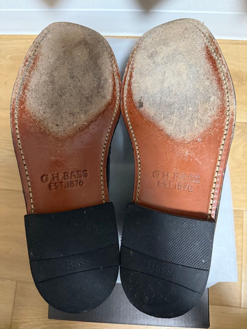 G.H. BASS Weejuns ブラックホワイトローファー　uk7