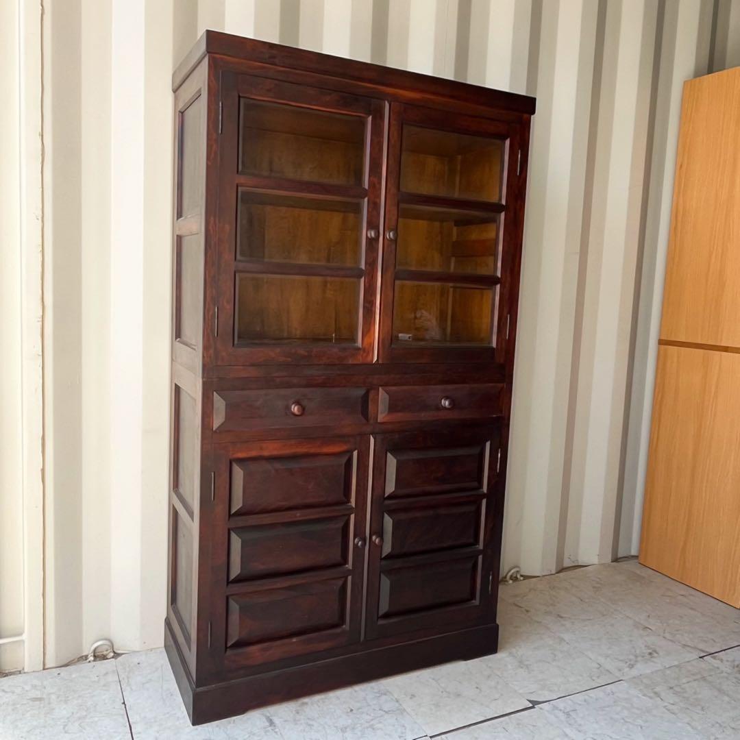 取付無料！松本民芸家具 天然木おしゃれアンティーク食器棚 飾り棚✨