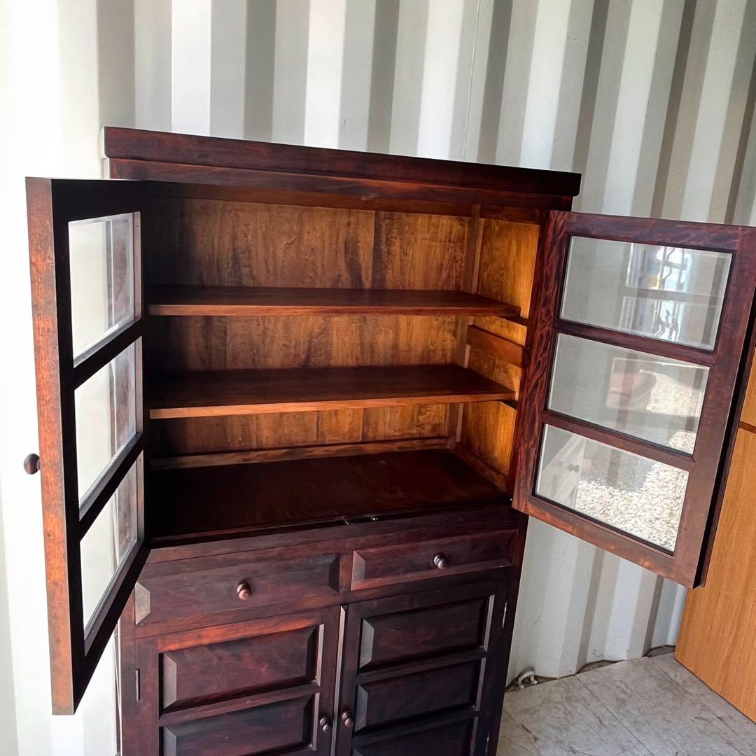 取付無料！松本民芸家具 天然木おしゃれアンティーク食器棚 飾り棚✨