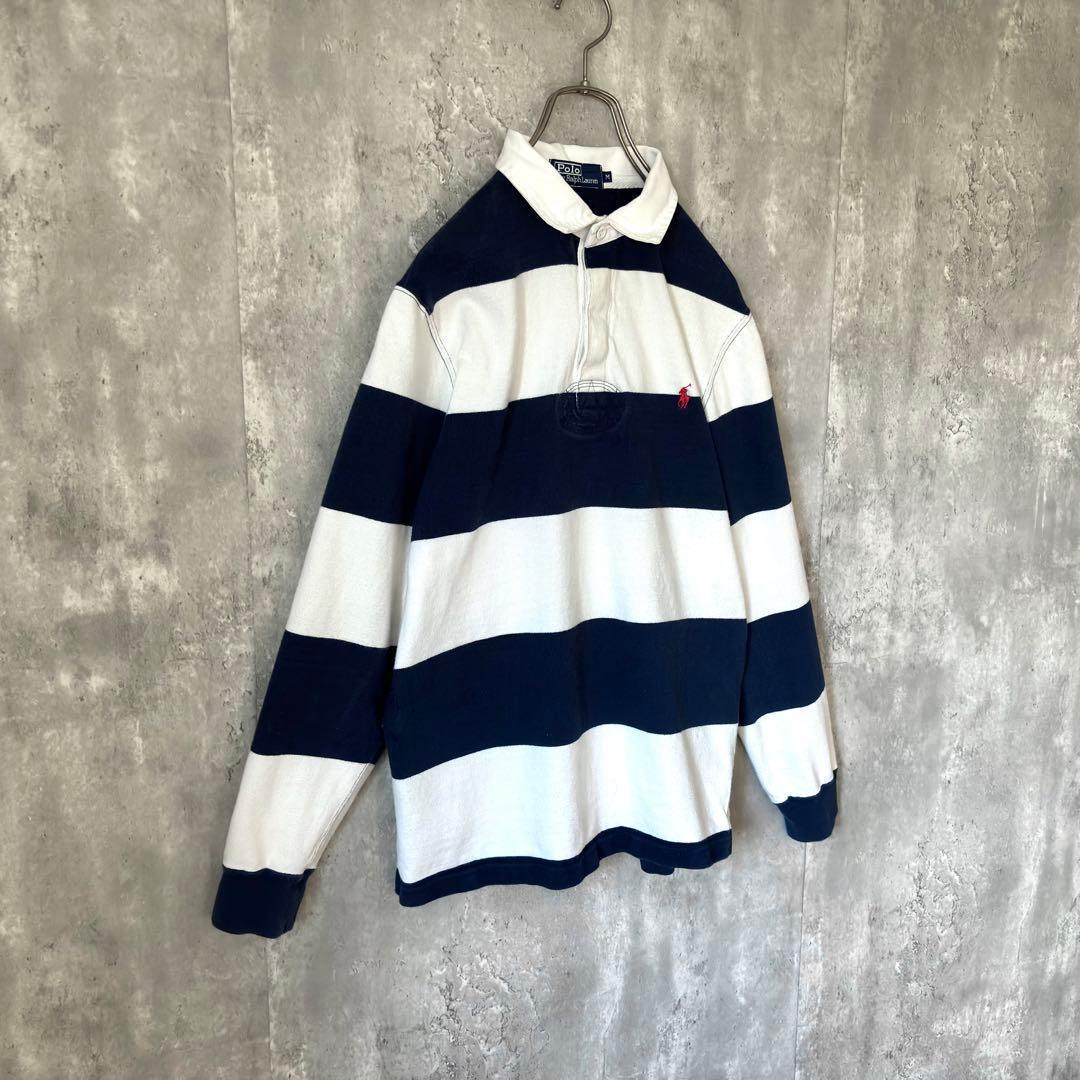 【最高デザイン！】90's ラルフローレン ラガーシャツ 太ボーダー 好配色