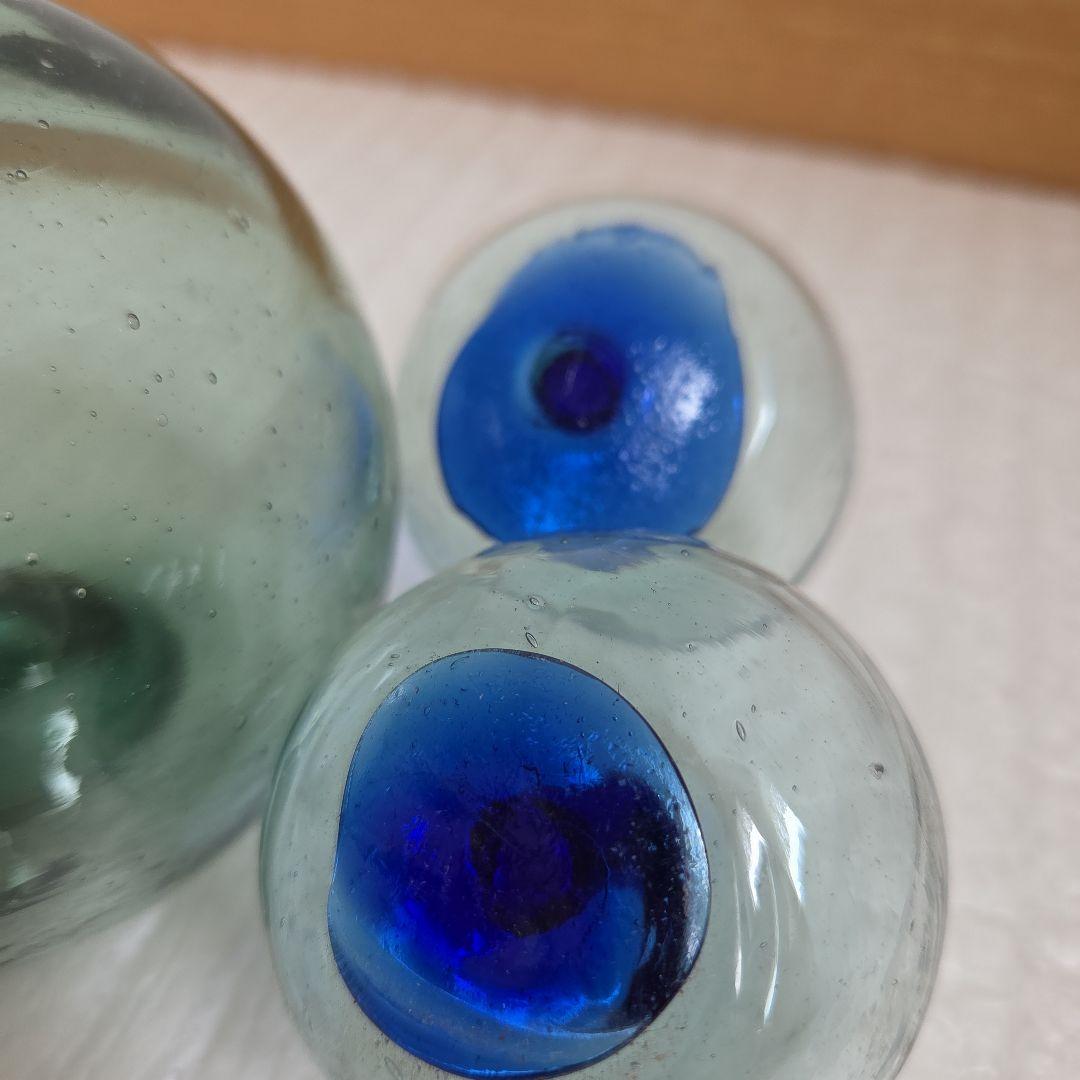 ガラス浮き玉 スピンドル 青ボタン２