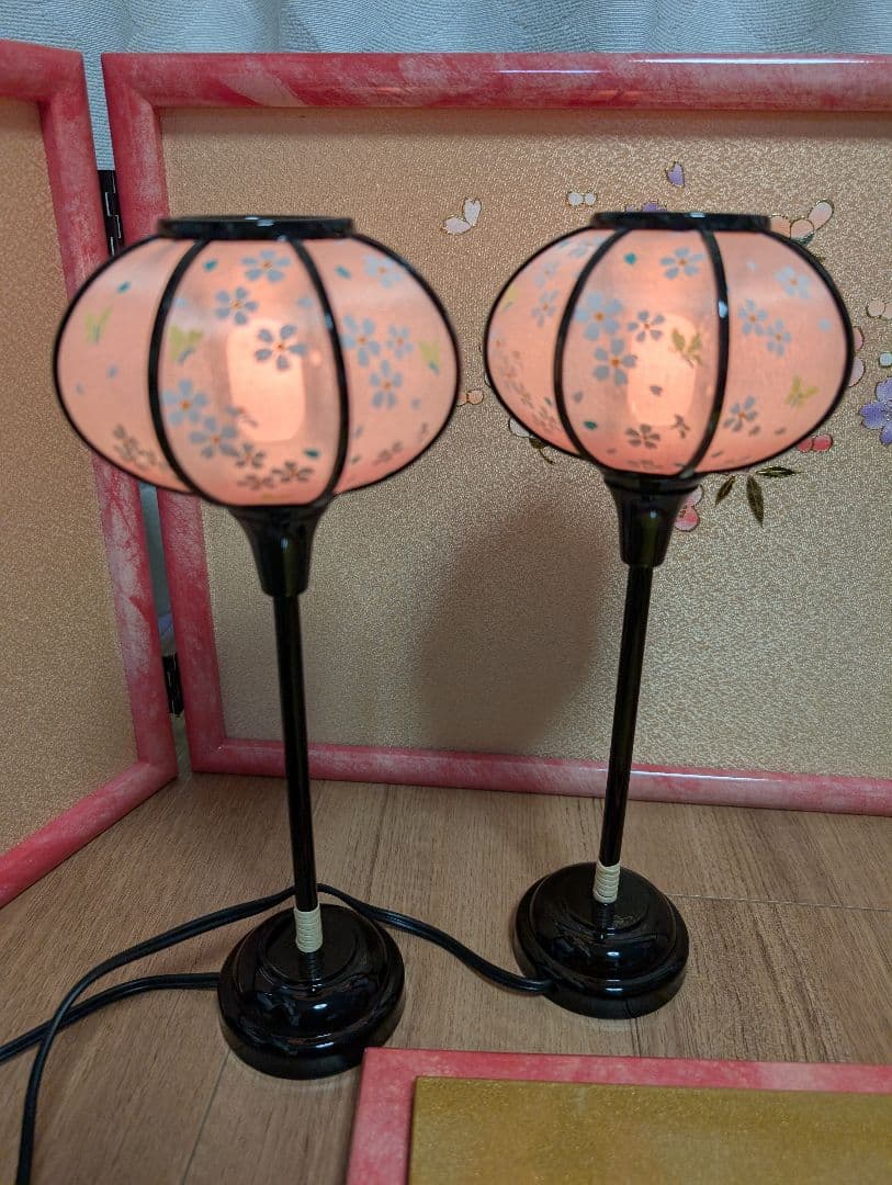 雛人形セット ピンク金色 人形なし