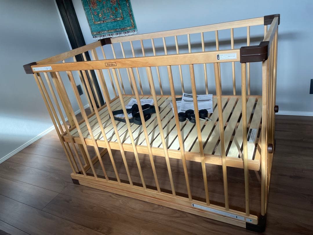 付属品完品☆ファルスカ ベッドサイドベッド 03 添い寝安全ベルトfärska