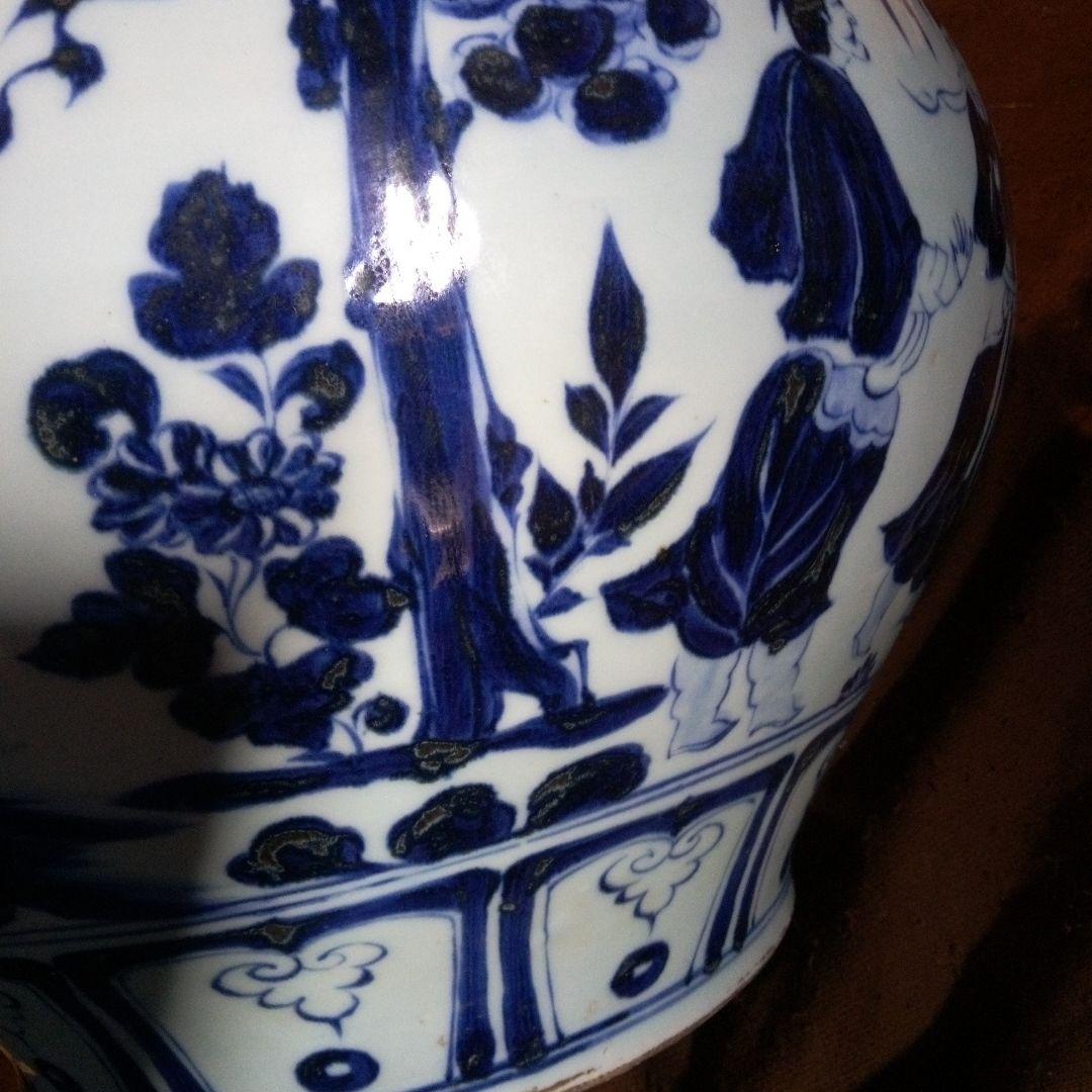 中国陶磁器　元染付　人物大壺