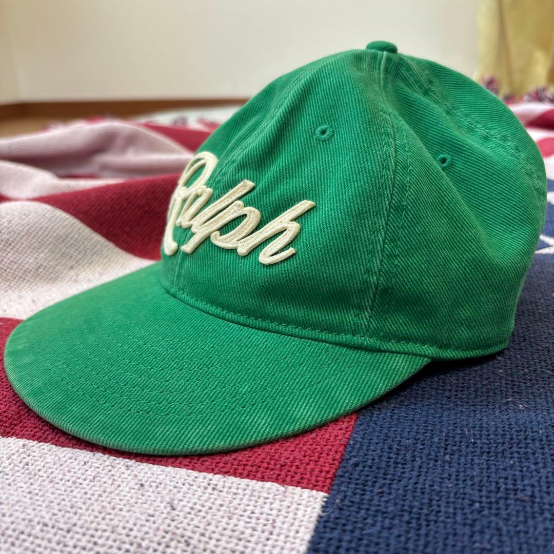 レアPOLO RALPH LAUREN キャップ アップリケド ツイル ボール緑