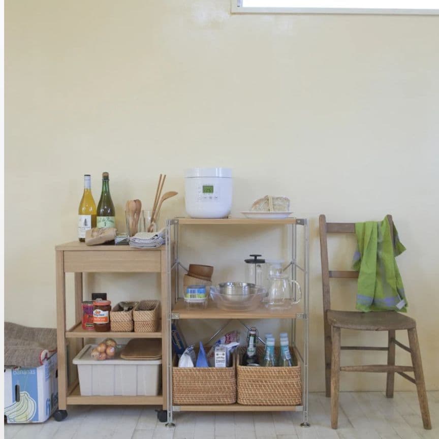 《送料込》無印良品 ステンレスユニットシェルフ オーク材棚 家具 シルバーラック